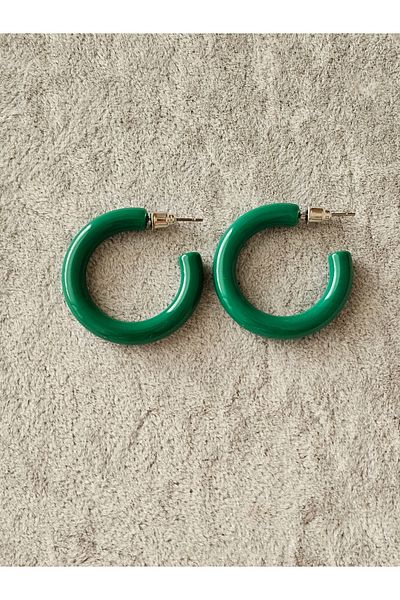 SiestaAccessories Green Color Acrylic Hoop Earrings