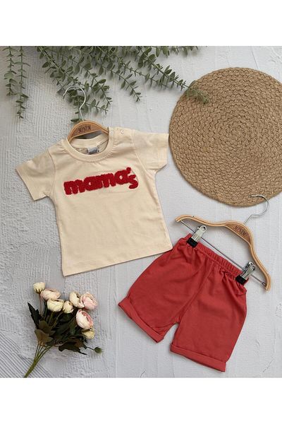 Minim Short Sleeve Mama's Embroidered Unisex Kids Set