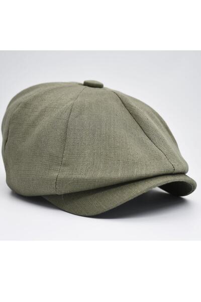 şapkadan Ingiliz Stili London Yazlık Kasket Keten Kum Beji Şapka