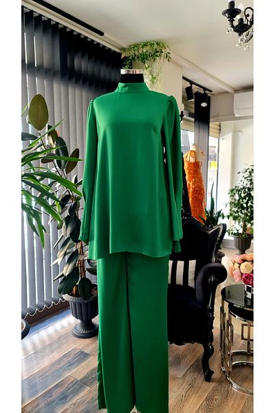 makbuleofficial Green Fabric Hijab Tunic