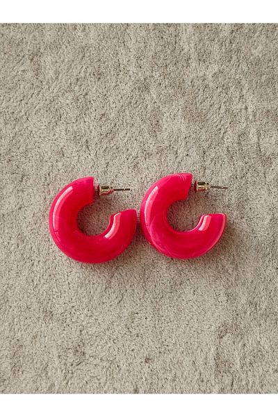 SiestaAccessories Dark Pink Color Acrylic Hoop Earrings