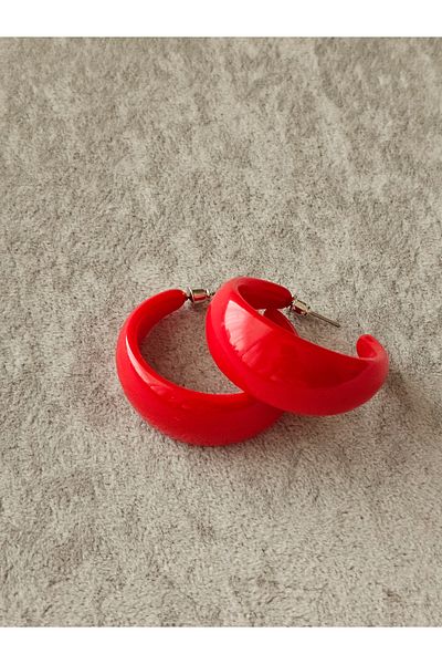 SiestaAccessories أقراط دائرية من الأكريليك باللون الأحمر