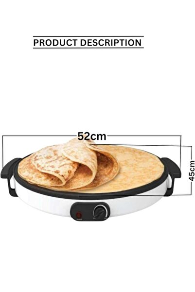 Generic Electric Crepe Maker 45cm, 1800W – Non-Stick Griddle for Crepes, Roti, Pancakes, Adjustable Temp