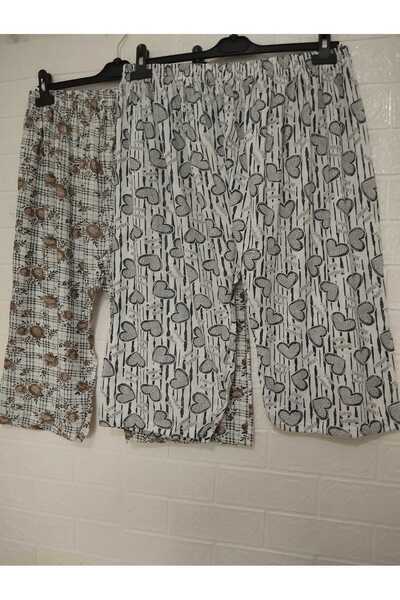 anne moda ankara Full Summer, 100% Cotton, 2 Li Package, Standard Size, Short Pajama Bottom