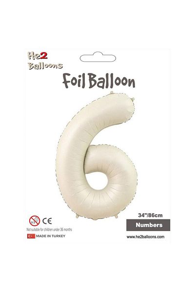 Vipfoni Number Foil Balloon 34''/ 86cm Cream -6-
