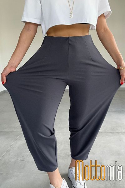 mottomia Women's High Waist Crepe Fabric Lycra Beltless Balloon Leg Pants – Office and Casual Relaxed Fit