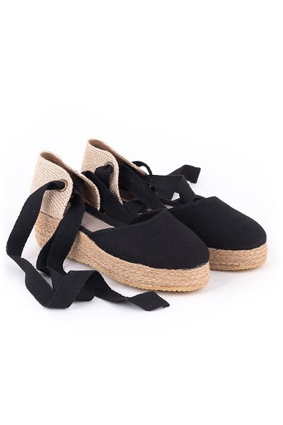 Star Tombis Children's Espadrille Open Side Wide Ankle Drawstring Wedge Heel Linen Straw