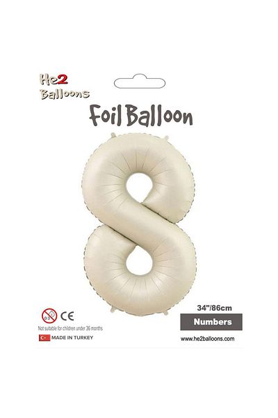 Vipfoni Number Foil Balloon 34''/ 86cm Cream -8-