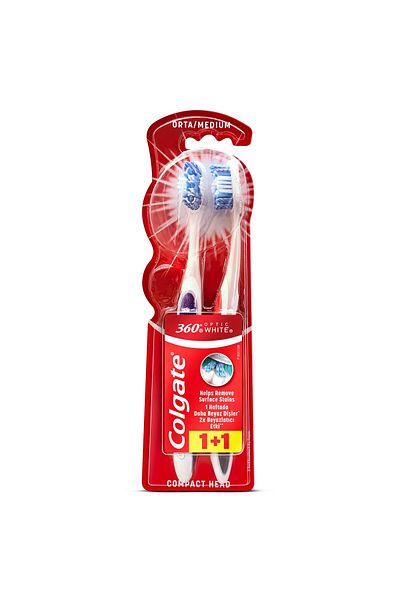 Colgate 360 Optical White Medium Toothbrush 1+1