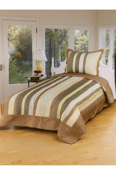 FeelHome Nergis Single Ultra Luxury Satin Cotton Filled Bedspread Set