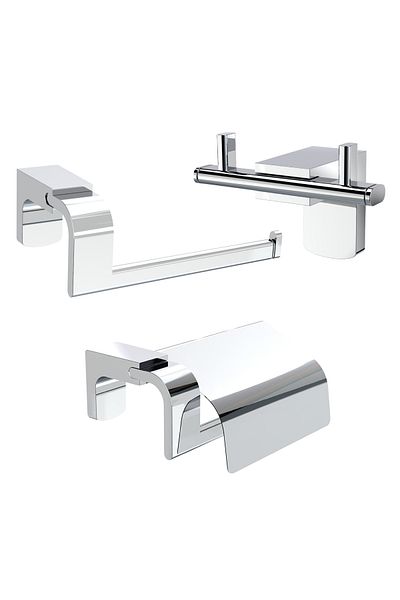 Ahlez Premium Covered Paper Holder + Uncovered Paper Holder + Double Robe Hanger Bathroom Set