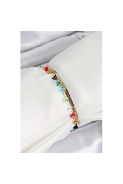 Skygo 316L Steel Gold Color Crystal Mixed Color Stone 2-Piece Women's Bracelet - Tj-Bb7092