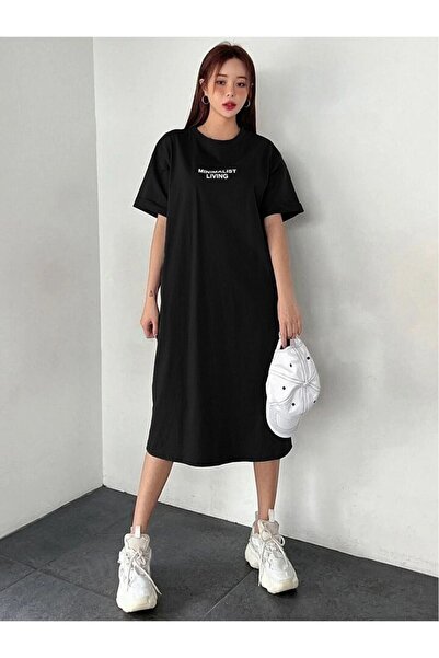 NoVibe Tricou cu imprimeu minimalist pentru femei de mărime mare Rochie/tunica