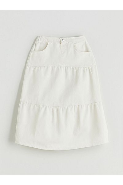 LC Waikiki Girl's Jeans Skirt with Elastic Waist