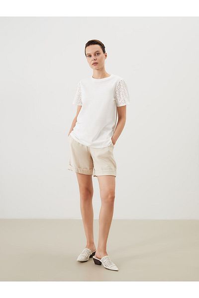 LC Waikiki Lcw Women's Shorts with Elastic Waistband and Texture Fast Fashion