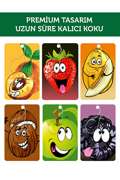 ByMeyla مجموعة إكسسوارات وعطور سيارات مزخرفة مكونة من 6 قطع من الفاكهة المختل...