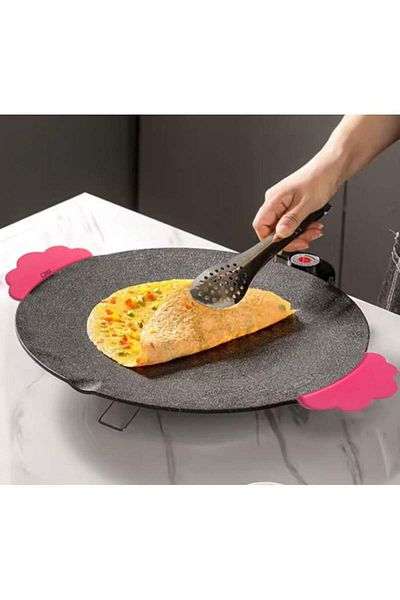 SIKS Grătar electric coreean cu plită japoneză, cu strat antiaderent, 27,5 cm, 220 V, negru/roșu