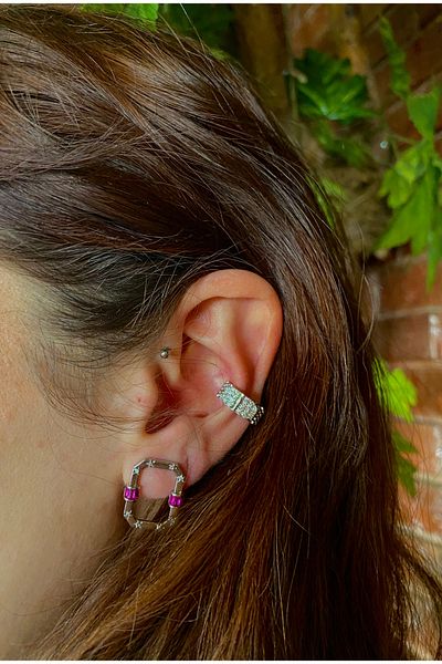 Fulmin Steel Earrings with Diamond Star Detail
