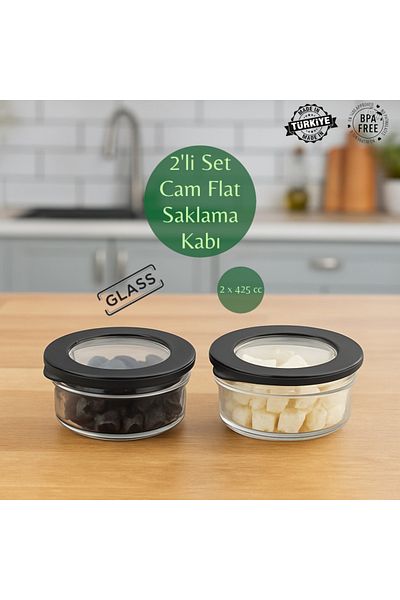 MUF HOME Glass Storage Container with Airtight Silicone Lid Glass Breakfast Set Leakproof Storage Container 2X-415Cc