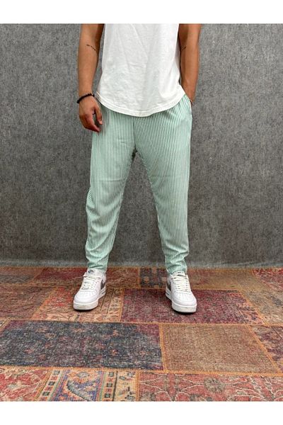 FıttingRoom Elastic Waist Striped Trousers