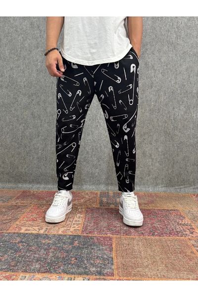 FıttingRoom Patterned Baggy Trousers with Elastic Waist