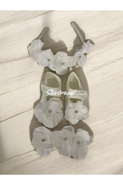 SavBrand Hydrangea Maternity Mother's Crown Bandana and Baby Booties