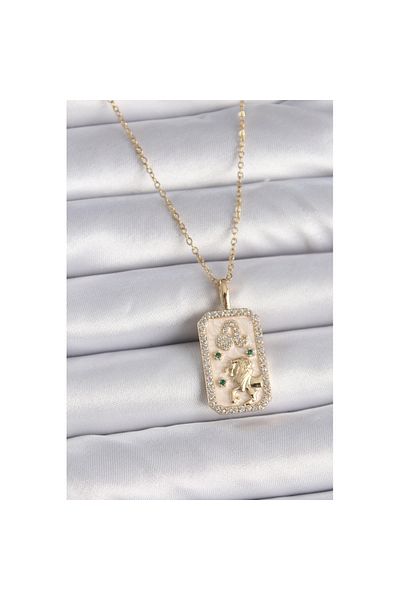 Skygo 316L Steel Gold Color Chain Leo Zodiac Sign Zircon Stone Women's Necklace - Tj-Bko9460
