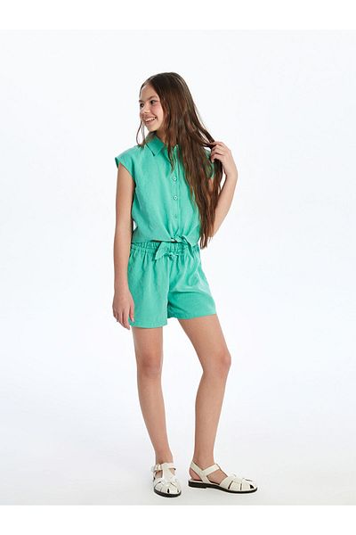 LC Waikiki Green Elastic Waist Girl's Shorts