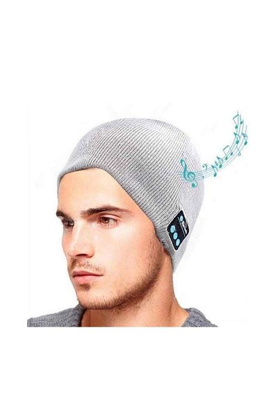SIKS ® music hat with headphones and integrated microphone, Bluetooth connection, knit, light gray
