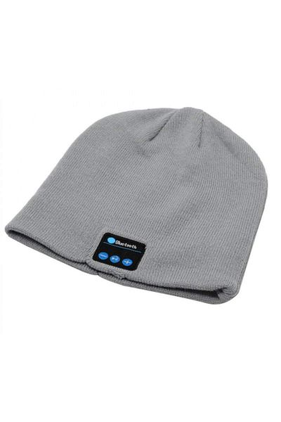 SIKS ® music hat with headphones and integrated microphone, Bluetooth connection, knit, light gray