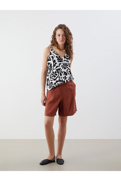 LC Waikiki Brown Elastic Waist Modal Blend Women's Shorts