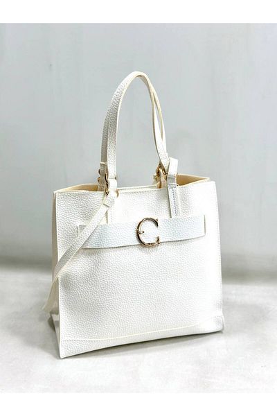 çkn sedat çakan çanta & fular & aksesuar Textured Leather 3 Compartment Women's Hand Shoulder Bag