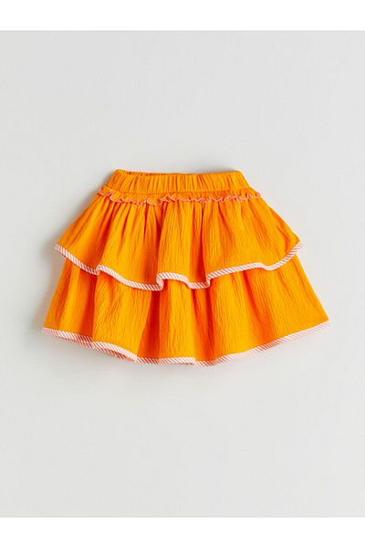 LC Waikiki Orange Elastic Waist Ruffled Girl's Skirt