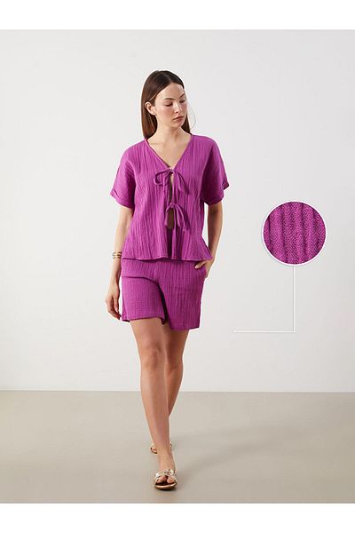 LC Waikiki New Season Elastic Waist Textured Muslin Women's Sort - S5Qe89Z8