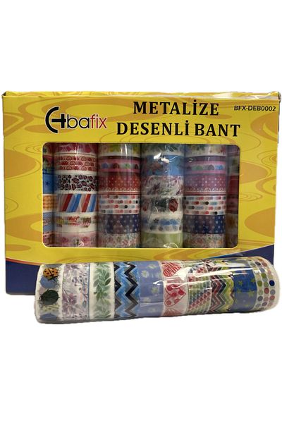 Bafix Patterned Tape Metallized 15 mm X 5 Meters Pack of 60