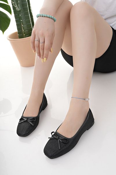 Modafırsat Women's Ballerina Black Stylish Home Business Office Casual Shoes