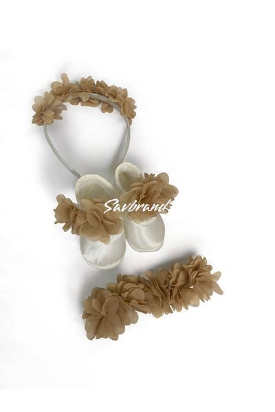 SavBrand Laser Floral Maternity Mother's Crown Bandana and Baby Booties