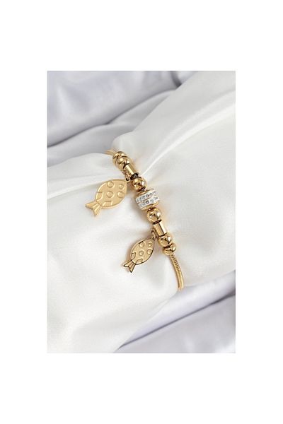 Skygo 316L Steel Gold Color Fish Model Women's Bracelet - Tj-Bb7076