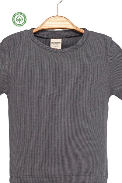 Divonette Kız Çocuk Fitilli Bisiklet Yaka Kısa Kollu %100 Pamuk 3'lü Set T-shirt