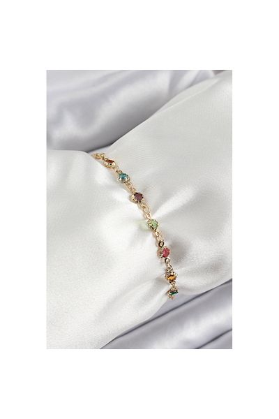 Skygo Brass Gold Color Mixed Color Zircon Stone Women's Bracelet - Tj-Bb7042