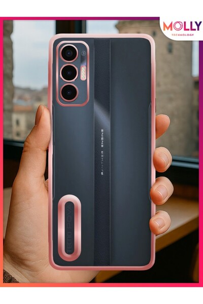 Molly Tecno POVA 3 Için Kenarları Rose Lens Koruyuculu Lou Lazer Şeffaf Silik...