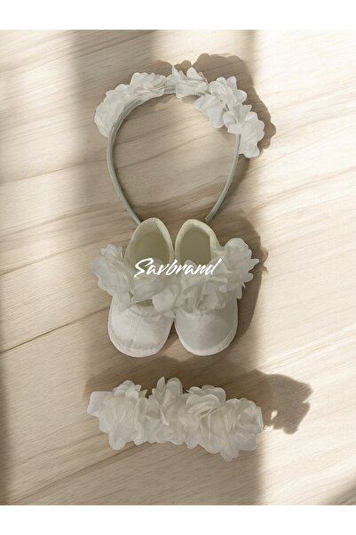 SavBrand Laser Floral Maternity Mother's Crown Bandana and Baby Booties