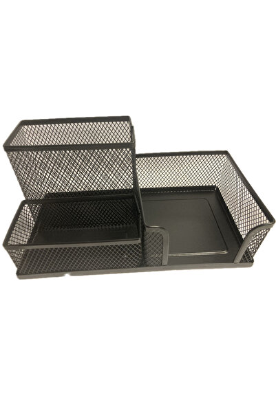 Bafix Επιτραπέζιο Organizer Μολυβοθήκη Μεταλλική Διάτρητη 3 Θήκες Μαύρη