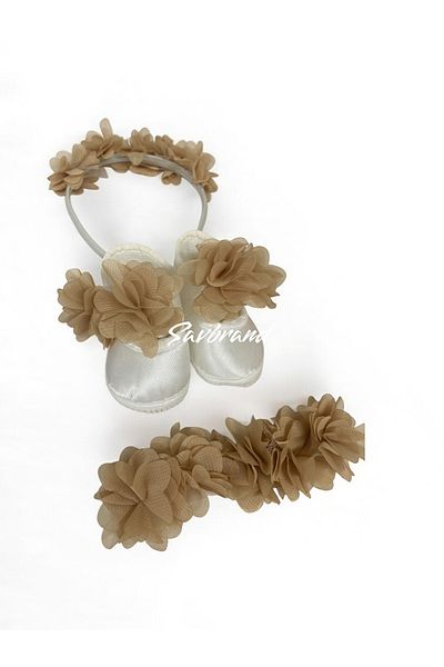 SavBrand Laser Floral Maternity Mother's Crown Bandana and Baby Booties