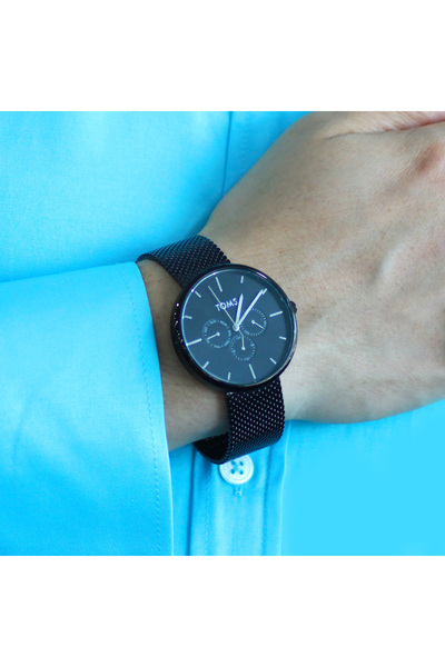 Tesbihane Toms Black Color Straw Men Wrist Watch with Cord Th-Tm1844C-1065-A3