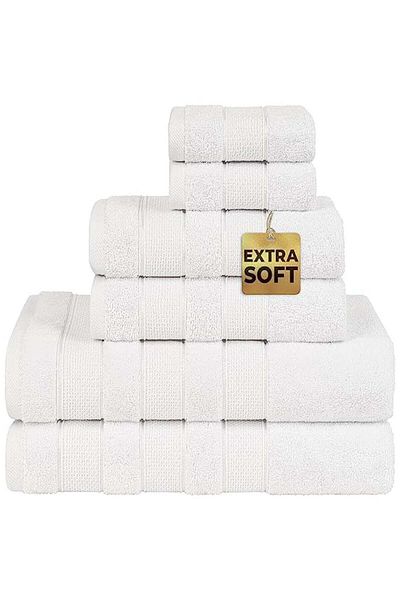 Safi Plus 6-Piece Towel Set 100% Turkish Genuine Cotton Super Soft & Absorbent Luxury Hotel Quality