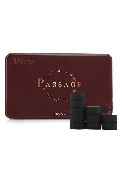Passage Charcoal Premium | Bakhoor, Oud Quick Lighting Micro/Mini Briquets | Metal Box | 80 Pieces |