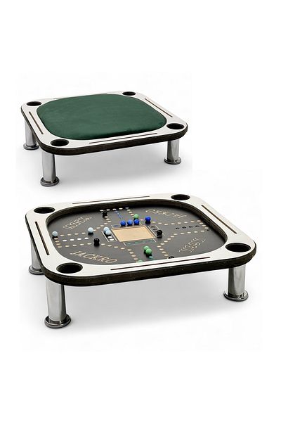 ALBADER 2 In 1 Floor Wooden Ploot Play Cards Table with Jackaroo Wooden Board Game, 60*60 Cm