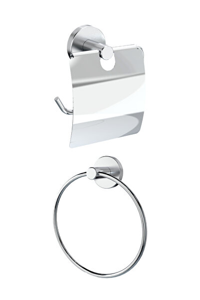 Ahlez Σετ μπάνιου Dolce με κάλυμμα, θήκη για χαρτί και στρογγυλή κρεμάστρα γι...