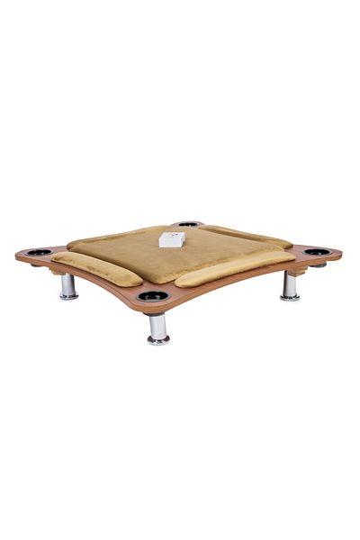ALBADER Floor Wooden Ploot Play Cards Game Table Med-Size, Curved Wood Baloot Mid-Size 80 * 80